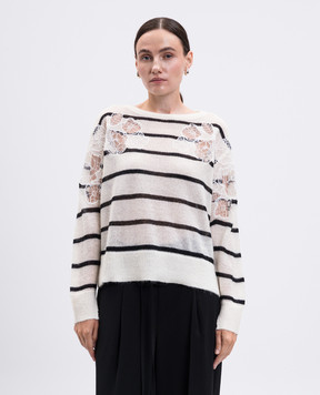 Twinset Білий джемпер з вовною в смужку 252TP3252