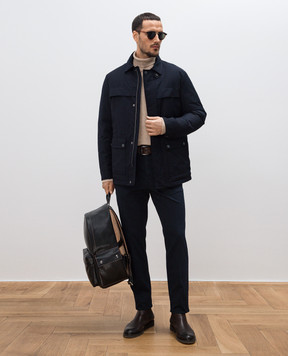 Canali Синя пухова куртка з патчем емблеми логотипа SG02953O20368K