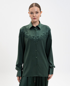 Ermanno Scervino Зелена блуза із шовку з вишивкою D472K315HKC