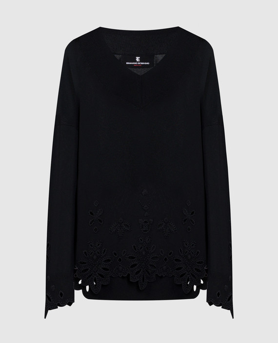 Black pullover with lace