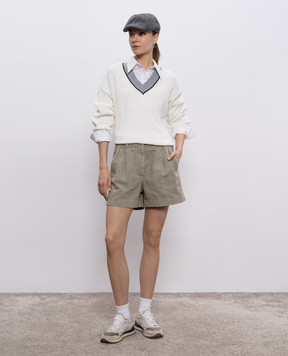 Brunello Cucinelli Белый пуловер с цепочкой мониль M19755402