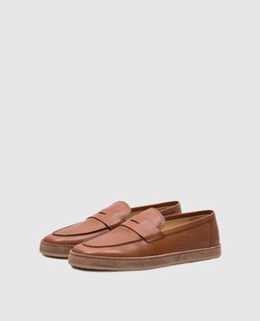 Brunello Cucinelli Коричневые кожаные слипоны Soft MZUETOS725