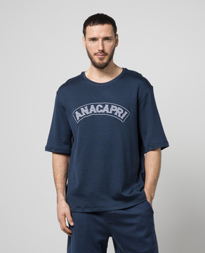 ISAIA Синя футболка з вишивкою MFA033J0185