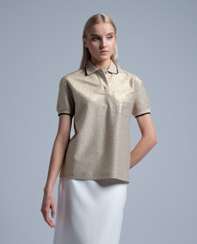 Brunello Cucinelli Бежевое поло с люрексом с логотипом ML947EN415