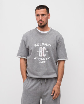 Brunello Cucinelli Серая футболка с брендовым принтом MN05N3378G