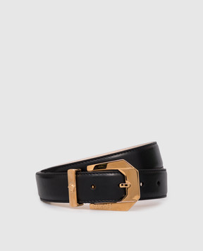 Versace Чорний шкіряний ремінь з логотипом 1007419DV3T