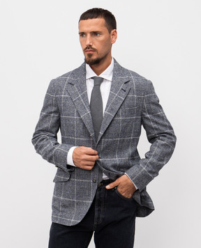 Brunello Cucinelli Піджак з вовною в клітинку MV4037BWD5