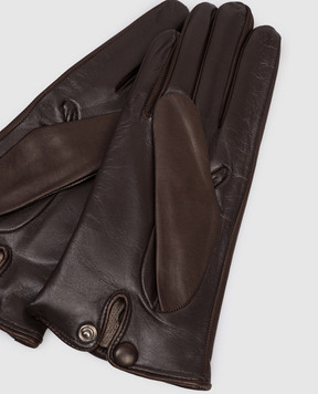 Sermoneta Gloves Коричневі шкіряні рукавички з кнопкою M39