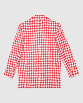 Balmain Детский красный двубортный твидовый жакет. BW2A24E0203