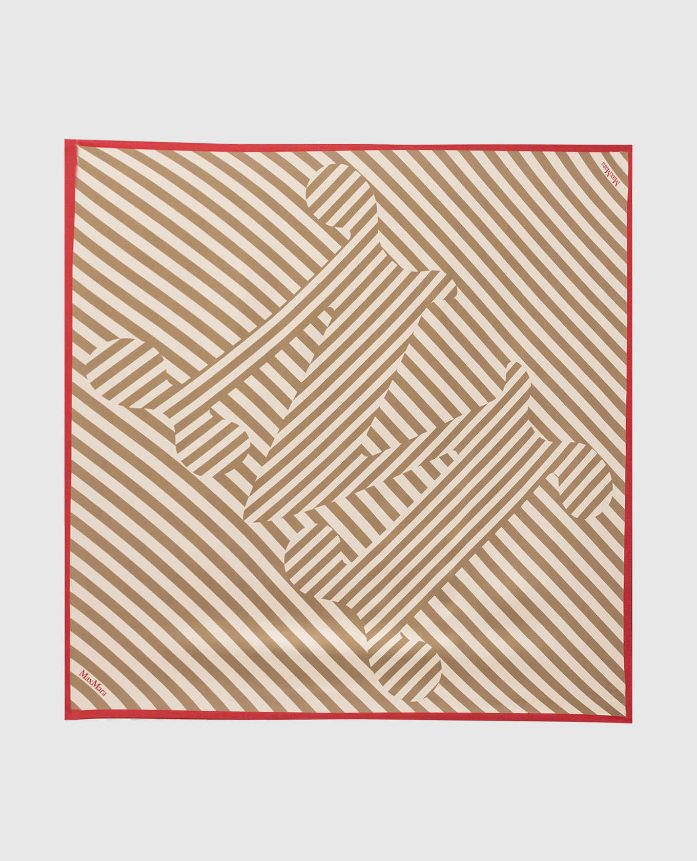 

Бежевый платок CARRE 90 из шелка в полоску, Платки