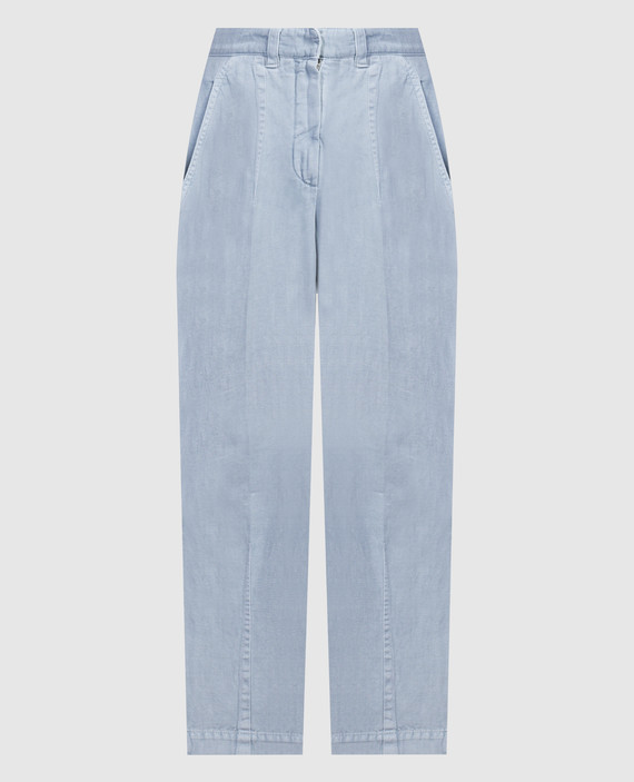 Blue pants with linen