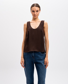 Twinset Коричневий топ з металевим логотипом 242TT2412