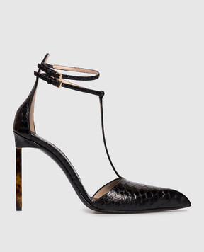 Tom Ford Черные кожаные туфли с тиснением под кожу рептилии W3763LCL516P