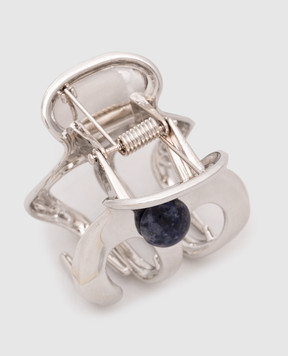 LELET NY Сріблястий затискач для волосся Selene Bauble з содалітом LELSS252137R