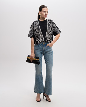 Balmain Чорна футболка з брендовим принтом EF1EH005GE48