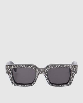 Off-White Черные очки Virgil Silver с кристаллами OERI126C99PLA001