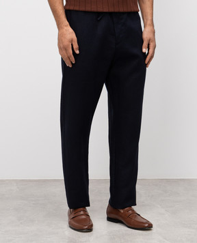 Canali Синие брюки из льна AE04999U7003