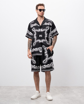 Dolce&Gabbana Черные шорты из шелка в принт Bandana GV37ATHI1WF