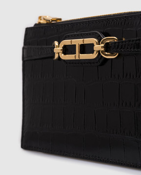 Tom Ford Черный кожаный кошелек с тиснением под кожу крокодила с логотипом S0476LCL395X
