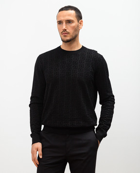 Dolce&Gabbana Чорний светр із шовку в тканий візерунок логотипа GXX02TJBSKE