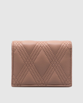 Valentino Рожеве шкіряне портмоне QUILTIE з логотипом VLogo 7W2P0AS4MIC