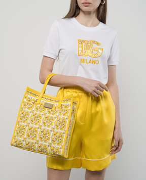 Dolce&Gabbana Біла сумка-тоут з логотипом з принтом Майоліка BB2259AP026