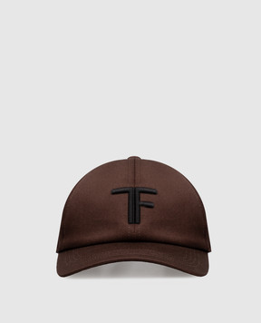 Tom Ford Коричнева кепка з вишивкою монограми логотипа WH010TCN057C