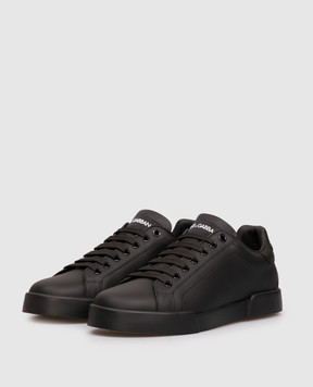 Dolce&Gabbana Черные кожаные кроссовки Portofino CK2330A1065