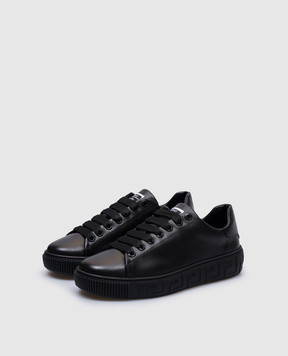 Versace Детские черные кожаные кеды Greca с логотипом 10180271A117323438