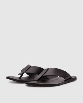 Stuart Weitzman Черные кожаные шлепанцы BASTIAN с логотипом SK546