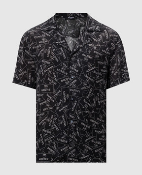 Balmain Черная рубашка в принт логотипа EH1HN070VH56