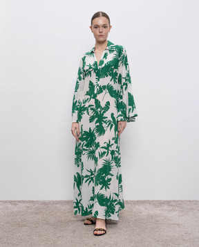Max Mara Біла сукня LIVREA із шовку в тропічний принт LIVREA