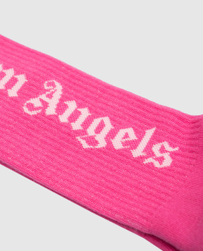 Palm Angels Рожеві утеплені шкарпетки з візерунком логотипа PWRA007S25FAB001