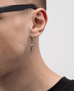 Alexander McQueen Серебряная моносерьга с гравировкой логотипа 836732J161N