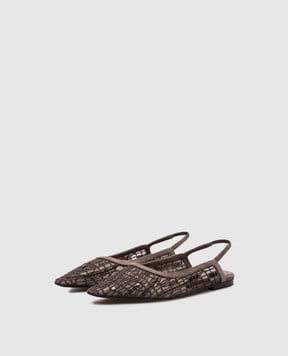 Brunello Cucinelli Серые слингбеки с цепочкой мониль и пайетками MZ93C2706