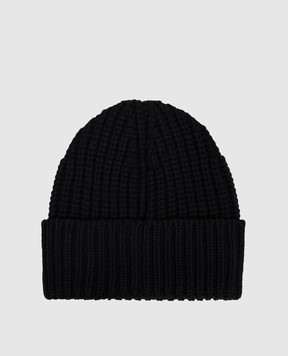 Moncler Чорна шапка з вовни та кашеміру з нашивкою логотипа K20933B00035M4281