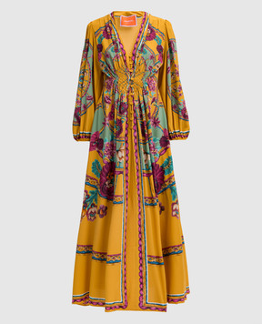 La DoubleJ Жовта сукня Zodiac Placée Marigold із шовку в квітковий принт DRE0720CRE002ZOD01
