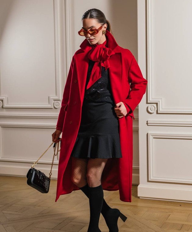 Twinset Красная блузка с шелком с металлическим логотипом Oval T 242TT2341 изображение 7