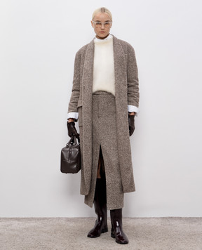 Brunello Cucinelli Коричневе пальто з вовни та шовку MG5319932