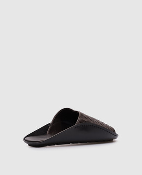 Bottega Veneta Коричневые кожаные шлепанцы Wave с плетением 827192V2ED0