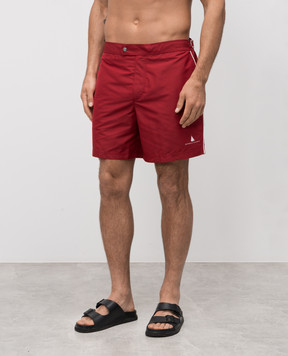 Brunello Cucinelli Бордовые шорты для плавания с принтом логотипа MW817052P