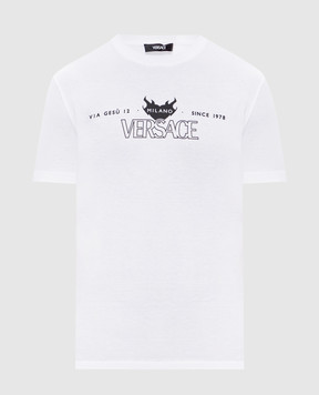 Versace Белая футболка с принтом логотипа 10139441A14377