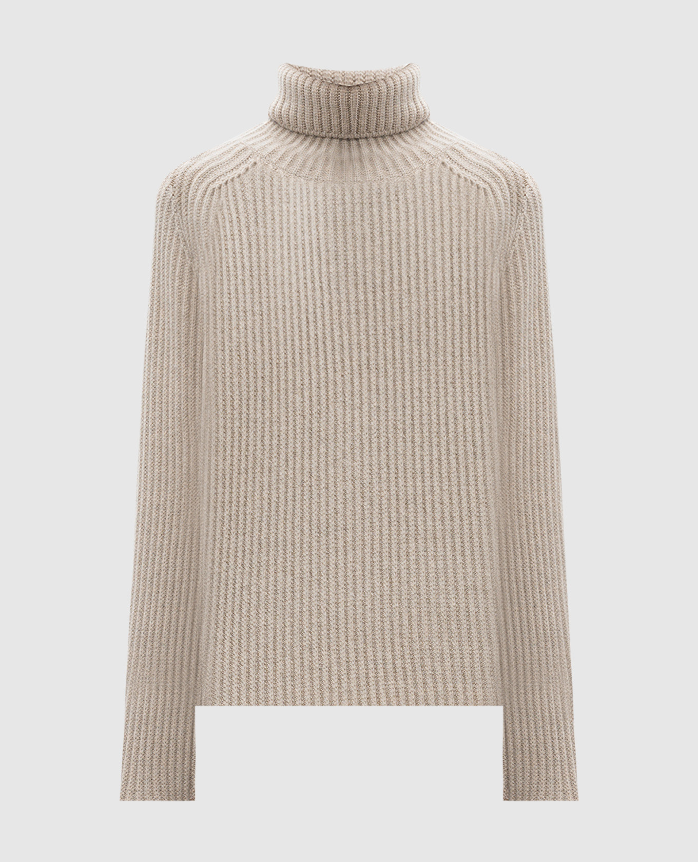 

Бежевый свитер из шерсти и кашемира в рубчик, Свитера