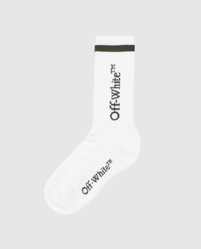 Off-White Белые носки с контрастным узором логотипа OWRA03DF24KNI001
