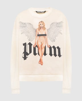 Palm Angels Желтый свитшот Pin-up с конопляным волокном с винтажным эффектом PMBA080S25FLE002