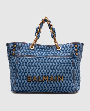 Balmain Синя сумка-тоут 1945 з логотипом EN1FF827TTSD