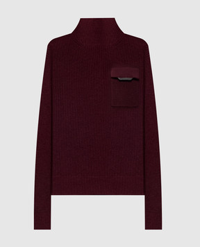 Brunello Cucinelli Бордовий светр з кашеміру з ланцюжком моніль M12721704