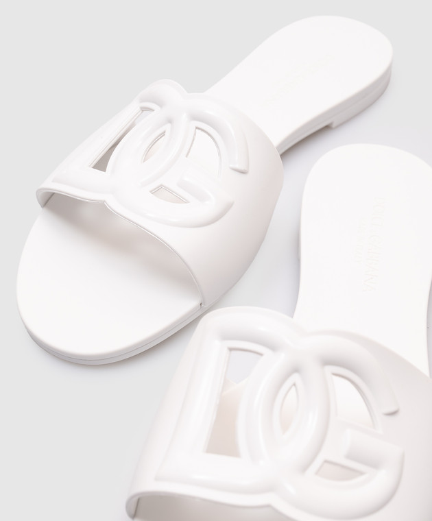 Dolce&Gabbana Білі гумові шльопанці з логотипом CW2215AN994 зображення 5
