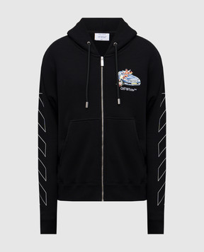 Off-White Чорна спортивна куртка з принтом OMBE015S25FLE001
