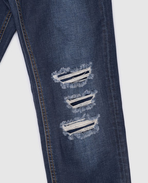 Philipp Plein Детские синие джинсы с эффектом потертости BDT00331216